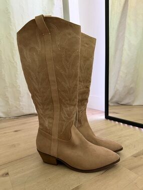 Target Women's Tan Over-the-Knee Suede Western Boots